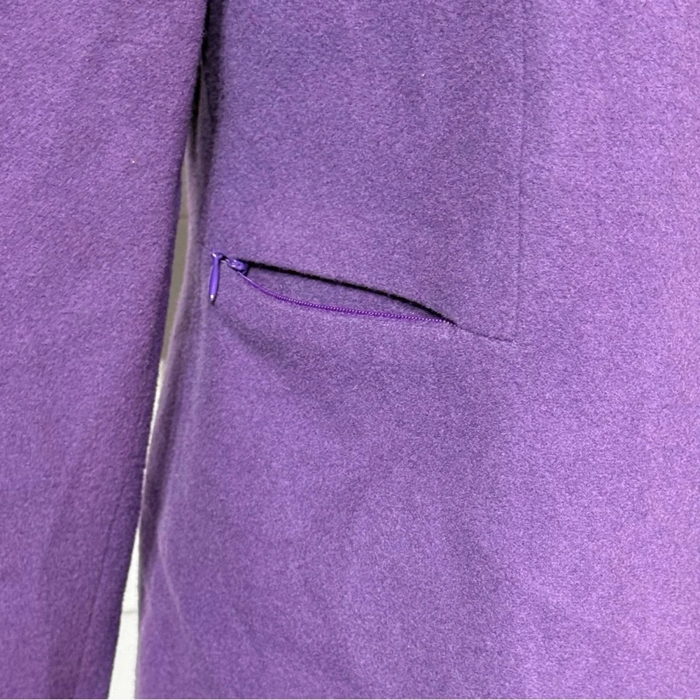 Vintage Harvé Benard‎ Petite Purple Wool Cashmere Blend Zip Jacket Size 4P